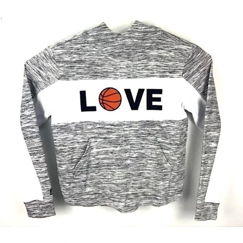 Love Basketball Gray Pull Over Hoodie Size Small